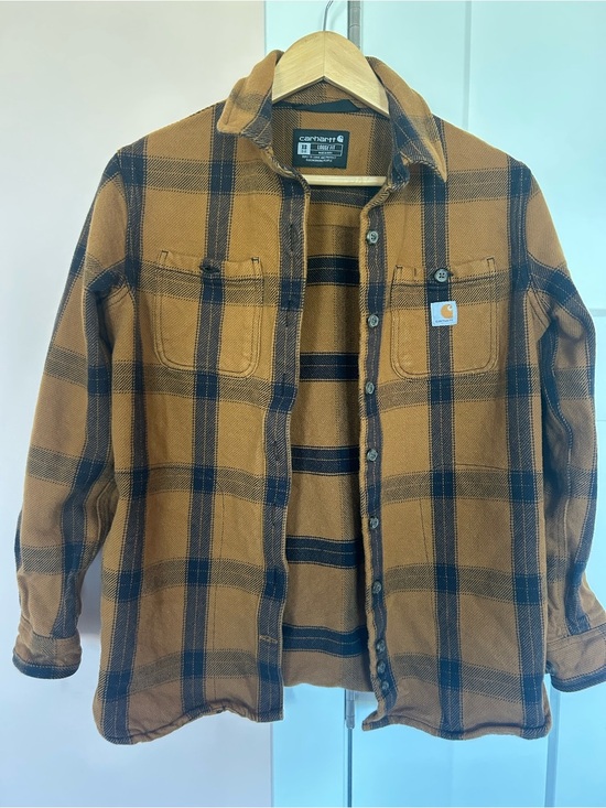 Carhartt Jackets & Blazers - Carhartt Women's Loose Fit Heavyweight Twill Plaid Shirt in brown size XS